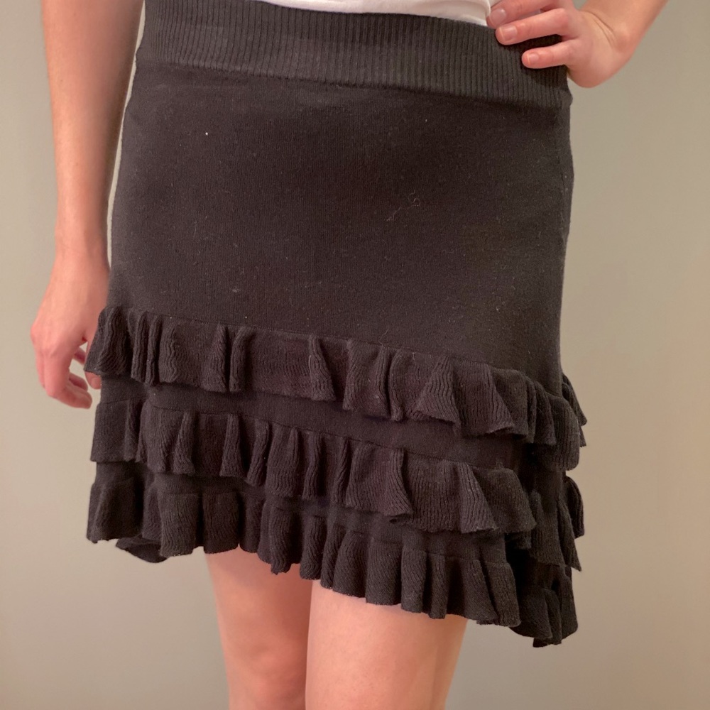 Emilio Pepe Knit Ruffled Mini Skirt
